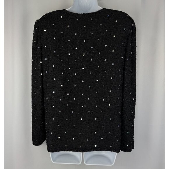 Vintage Black Silk Evening Jacket Heavily Beaded Sequin Formal Event - Picture 5 of 9